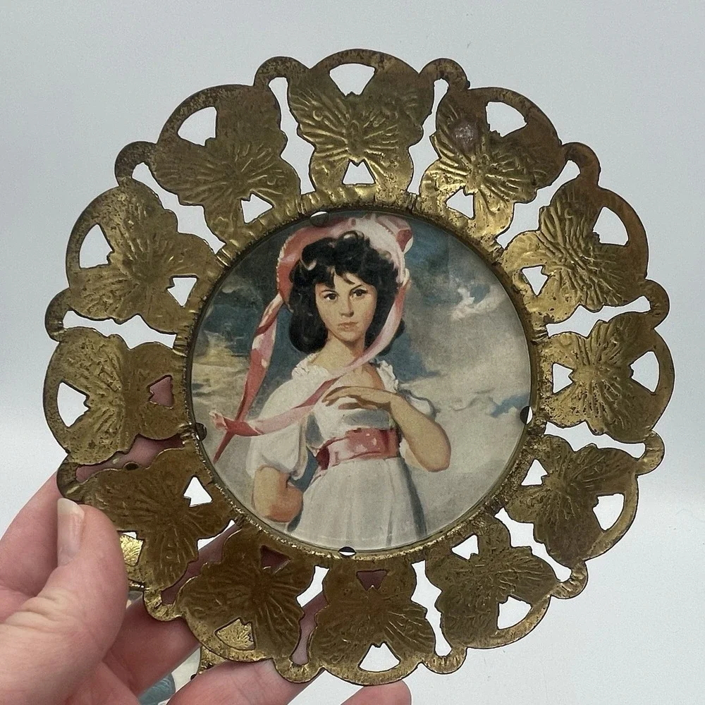 Vtg Butterfly Mini Portrait Wall Decor Brass Set Of 4 Made In England Victorian